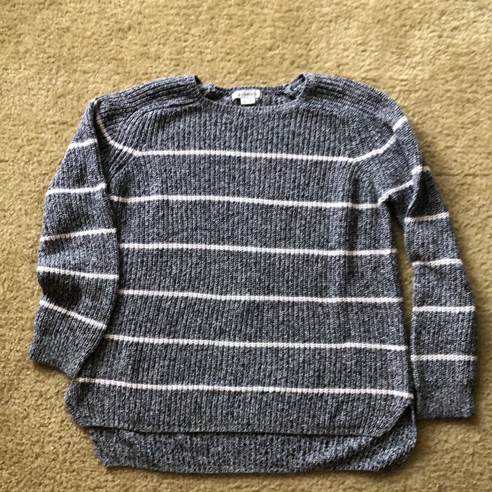 grey with white stripe sweater